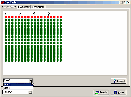 The disk structure information panel