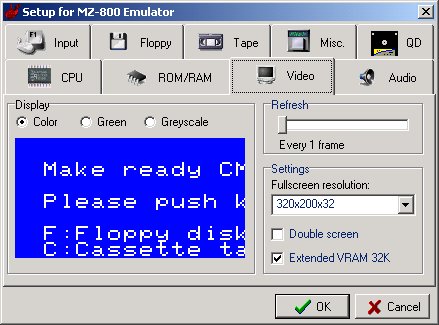 Setup parameters for video